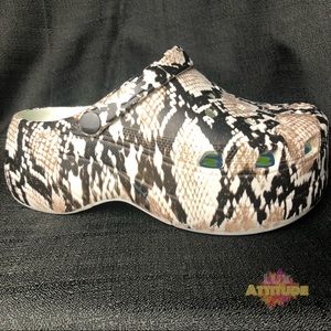High platform snakeskin designed crocs/clogs